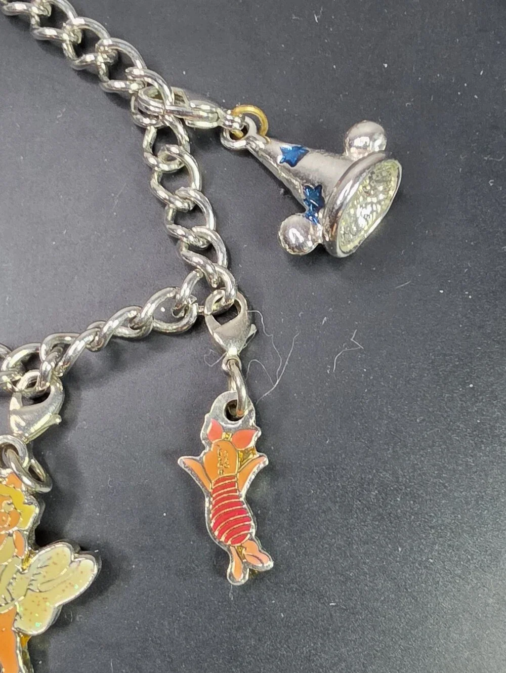 Kids Disney Silver Charm Bracelet with Pink and Black Mickey Charms